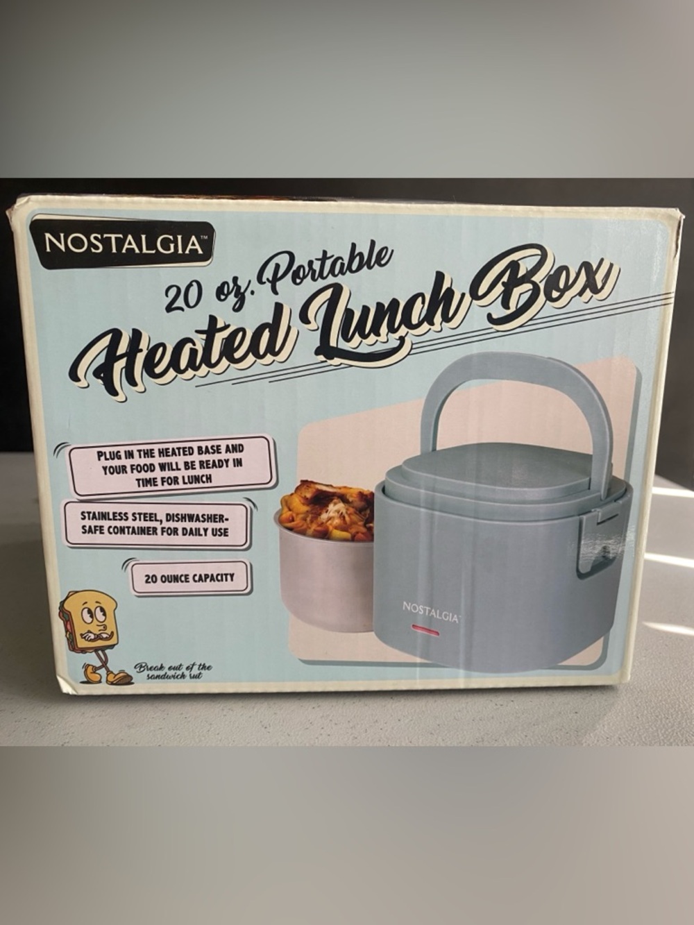 Nostalgia Portable Heated Lunch Box in Teal/Light Blue